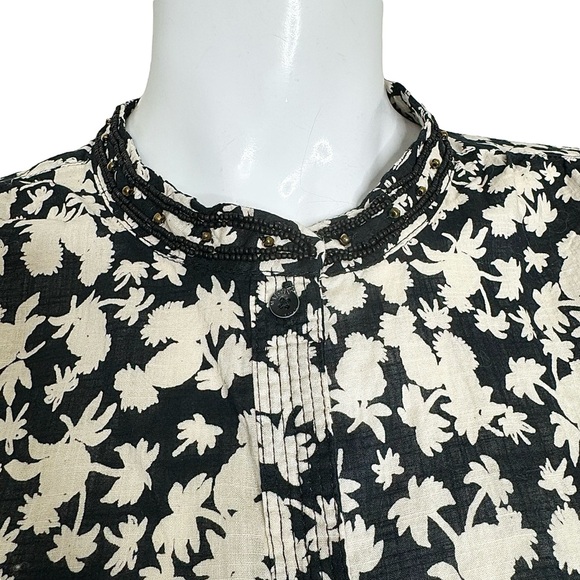 Madison Scotch Sahara Social Palm Tree Print Cap Sleeves Black & Cream Jumpsuit - Picture 6 of 12